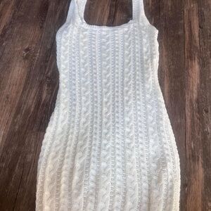 White Cable Knit Sleeveless Dress